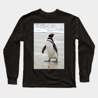 Magellanic Penguin Strolling on the Beach Long Sleeve T-Shirt